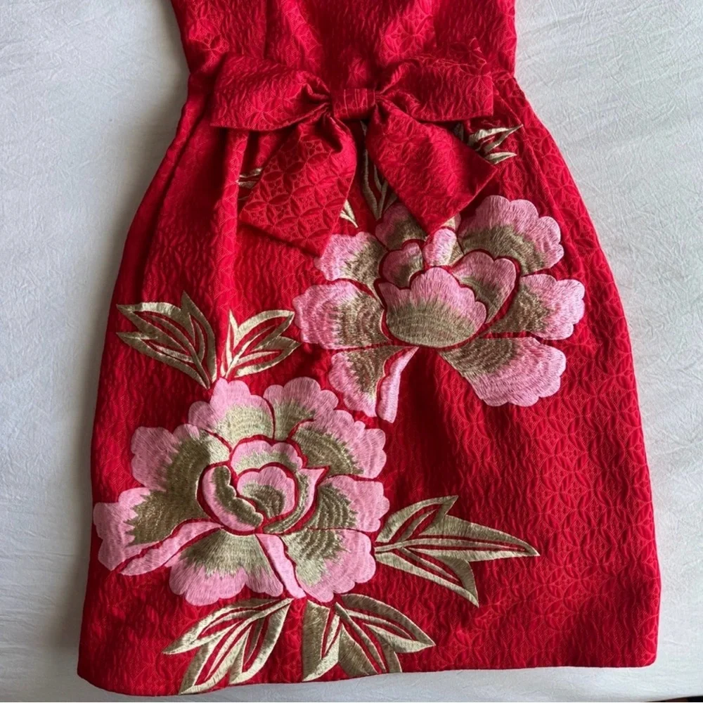 Ted Baker Red Floral Sleeveless Dress size 1 - Picture 3 of 7